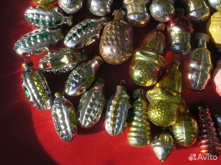 Игрушки елочные СССР стекло 47 штук