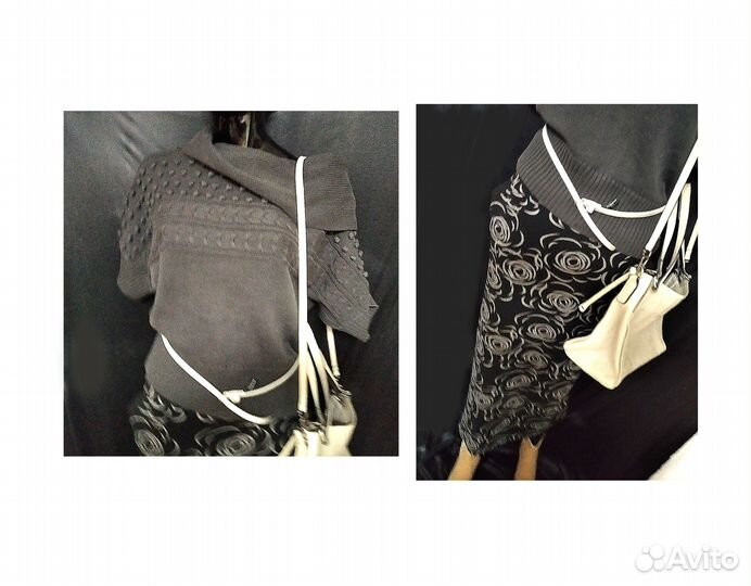 Вязаный свитер и юбка макси 46-48