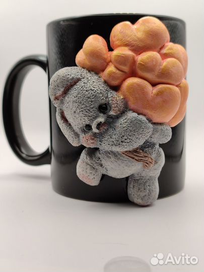 Кружка Зайка с шарами ручной работы