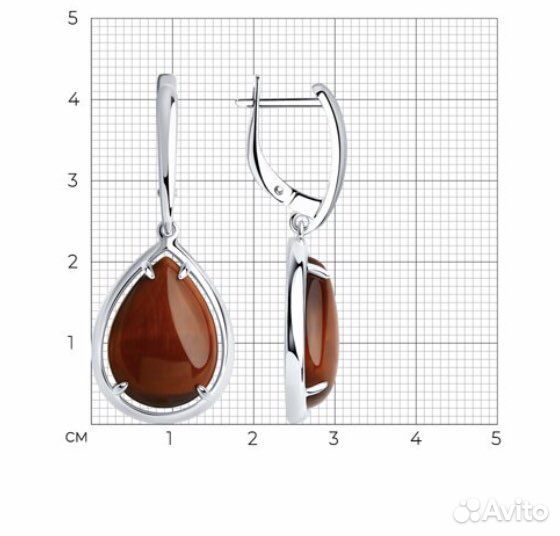 Серебряные серьги с тигровым глазом Sokolov