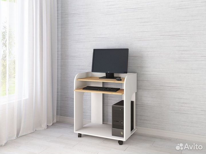 Компьютерный стол Грета 10 Белый/Дуб крафт золотой