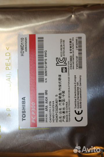 Жесткий диск 1Tb Toshiba hdwd110uzsva новый в уп