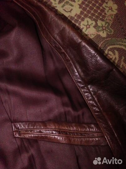 Винтажный плащ пальто кожаное
