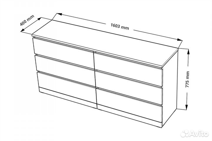 Комод Варма 6D 160х77х40см IKEA