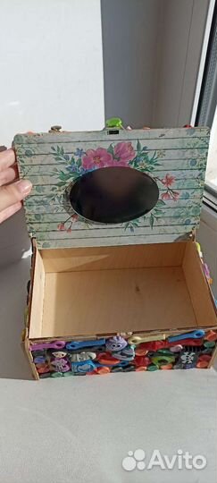 Шкатулка с зеркалом новая детская деревянная