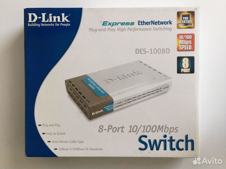 Коммутатор Fast Ethernet 8 портов D-Link DES-1008D