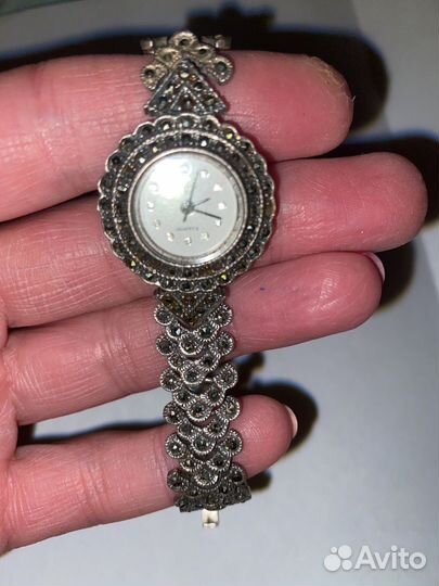 Часы серебро с марказитом винтажные