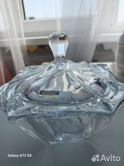 Богемский хрусталь, салатник Нептун с крышкой