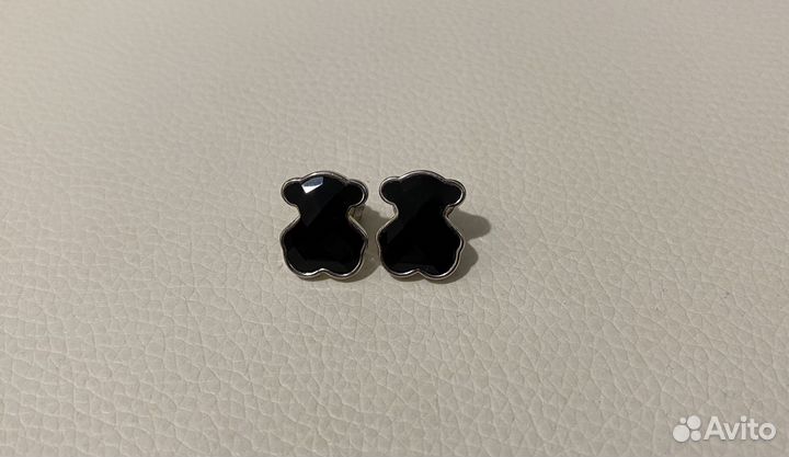 Серьги Tous мишка черный оникс, 1 см оригинал