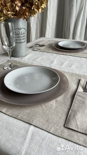 Льняной набор кухонного текстиля скатерть и салф