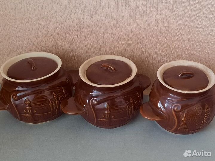 Горшки керамические для запекания 3шт