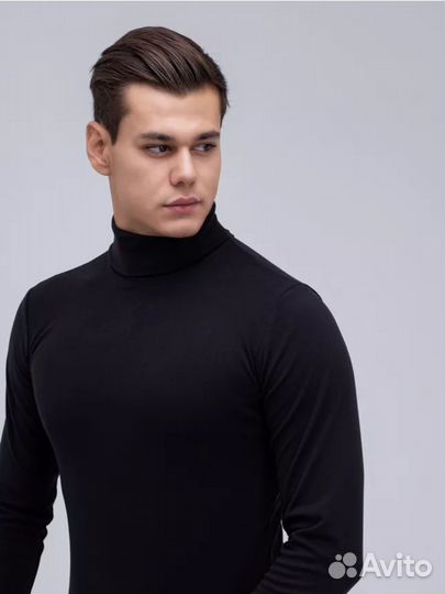 Водолазка черная мужская кашемировая / бадлон