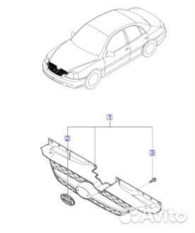 Решетка радиатора Kia RIO 2003-2005