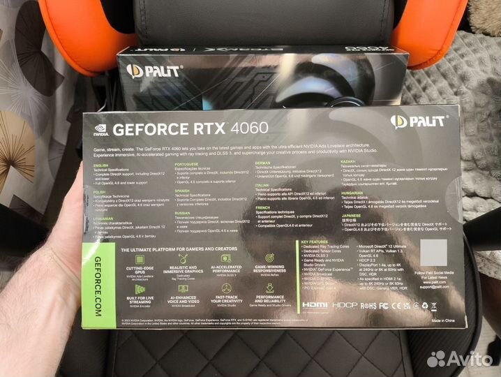 Новая видеокарта Palit RTX 4060 stormx 8GB storm x