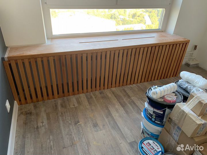 Подоконник деревянный с экраном