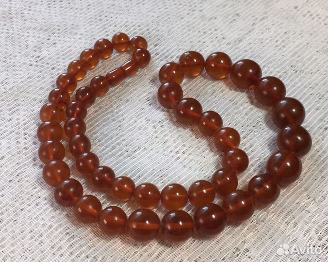 Янтарные Бусы Шарики Янтарь Цвет Коньяк винтаж 67г