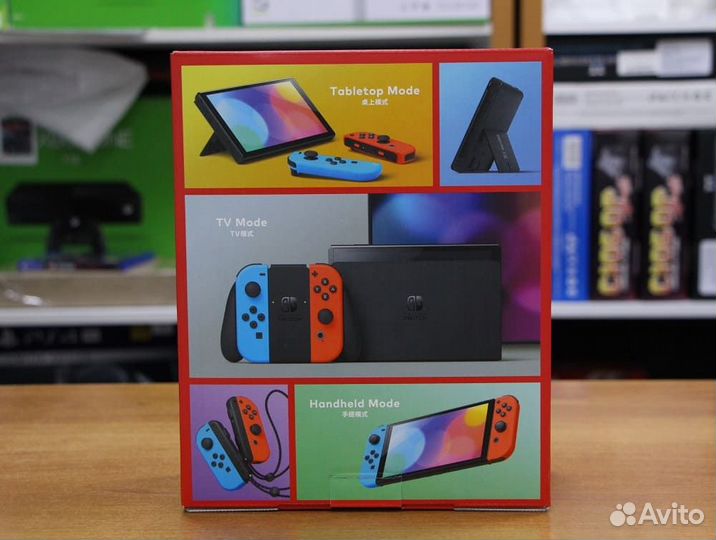 Nintendo Switch oled неоновая синяя/красная