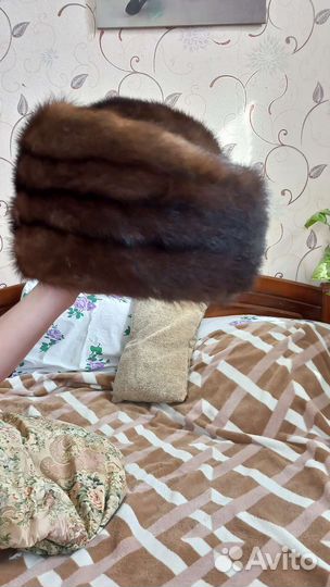 Шапка норковая женская 58 размер коричневая