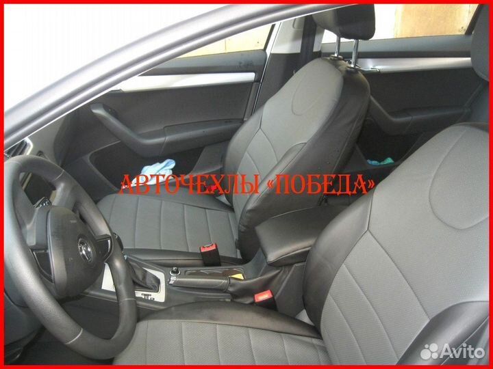 Чехлы Skoda Octavia A7 из экокожи чёрно-серые