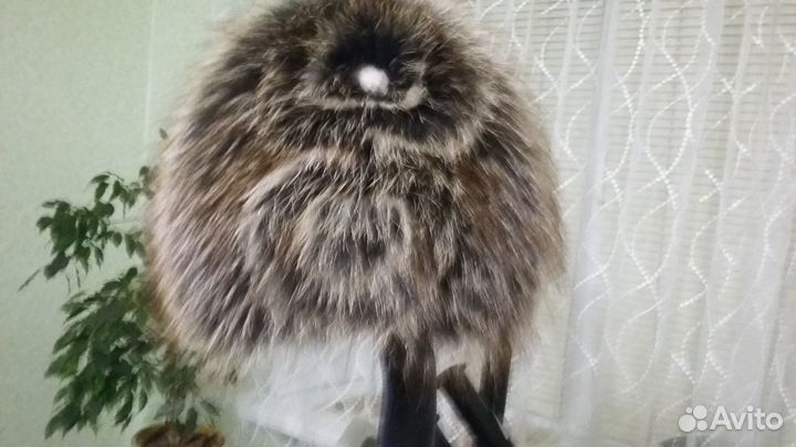 Вязаная меховая шапка