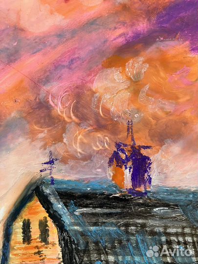 Пейзаж гелевой пастелью