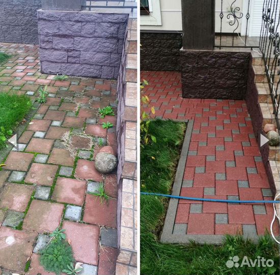 Мойка тротуарной плитки, брусчатки, фасадов
