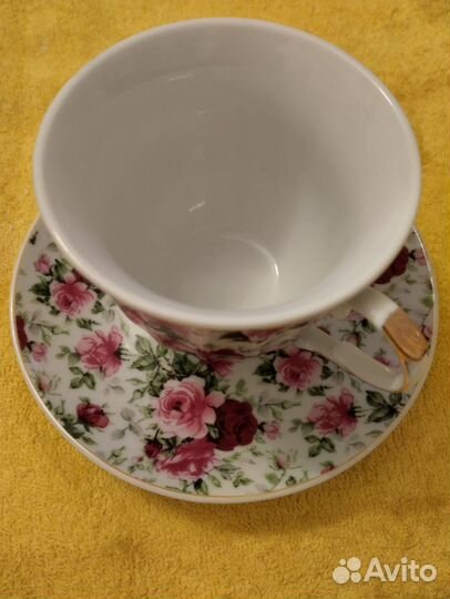 Чайная пара с блюдцем, фарфор, 2 пары