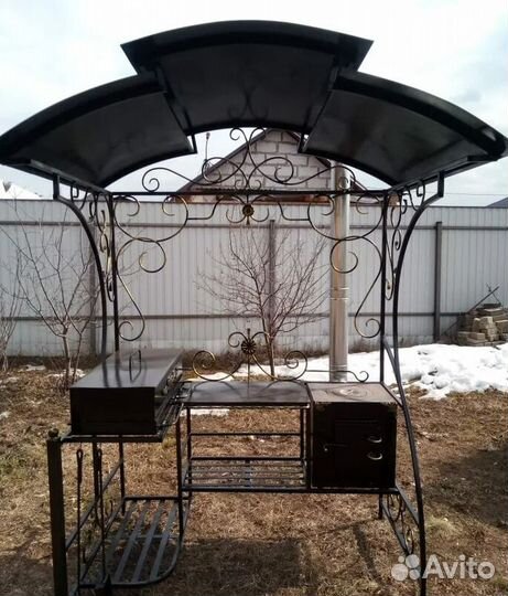 Кованый мангал с печью