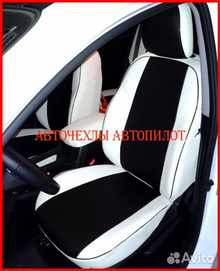 Чехлы Автопилот Kia Sportage 3 из экокожи бел-чёр