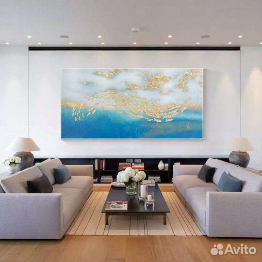 Картина на холсте маслом золотые рыбки