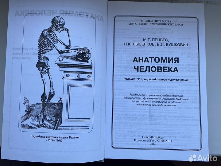 Анатомия человека М. Г. Привес
