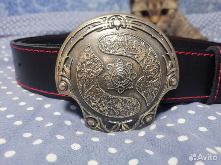 Ремень с пряжкой ручной работы aegis dota
