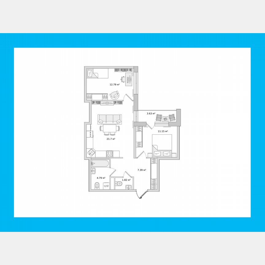 2-к. квартира, 61,8 м², 20/21 эт.