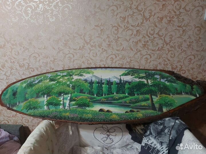 Картина на срезе дерева