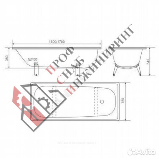 Ванна стальная Optimo 170х70см в/к ножки White Wav