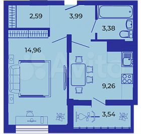 1-к. квартира, 37,7 м², 14/15 эт.