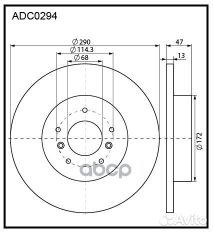Диск тормозной зад ADC0294 allied nippon