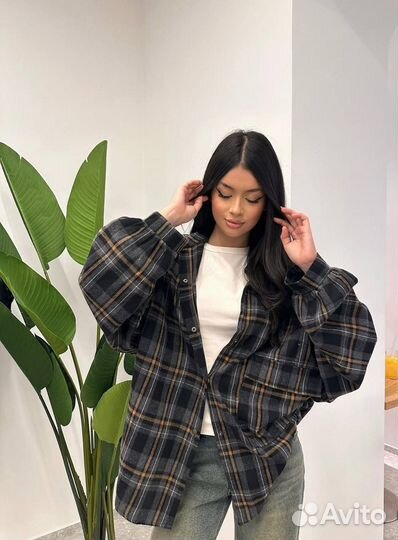 Рубашка в клетку оверсайз женская