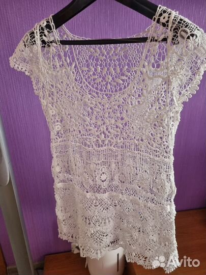 Туника пляжная белая хлопок