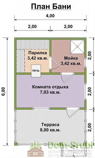 Меленки. Хорошая надёжная Баня из бруса Б-42 (4х6)