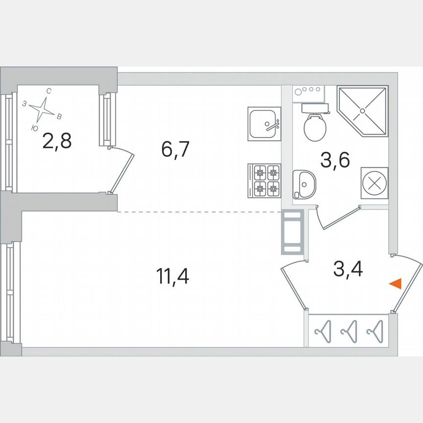 Квартира-студия, 26,5 м², 4/4 эт.