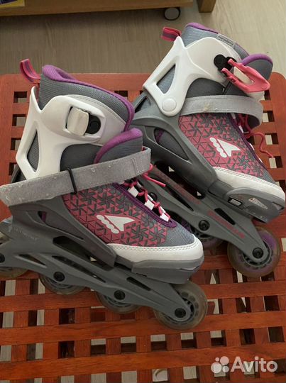 Коньки роликовые девочковые с полным набором защит