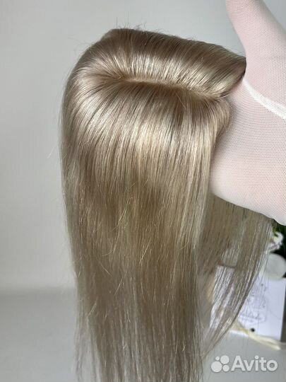 Накладка из натуральных волос теплый блонд 30 см