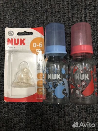 Бутылочки для кормления NUK стекло