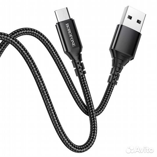 Кабель USB - micro borofone 2,4A 1 метр в оплетке