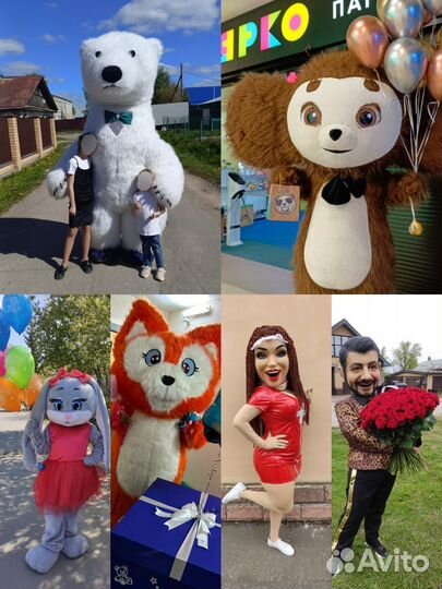 Ростовые куклы,белый мишка,чебурашка,зайка