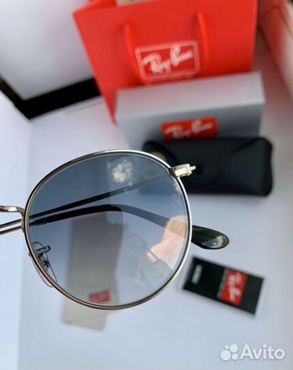 Очки ray ban round metal пепельные