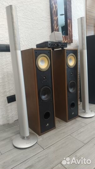 Акустика 4 напольных и центр с ресивером с bluetoo