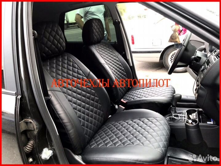 Чехлы Автопилот LADA Granta из экокожи чёрные Ромб