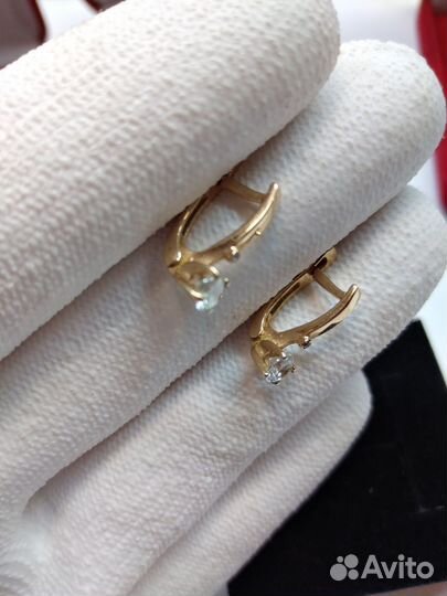Золотые серьги 585 пробы с фианитами